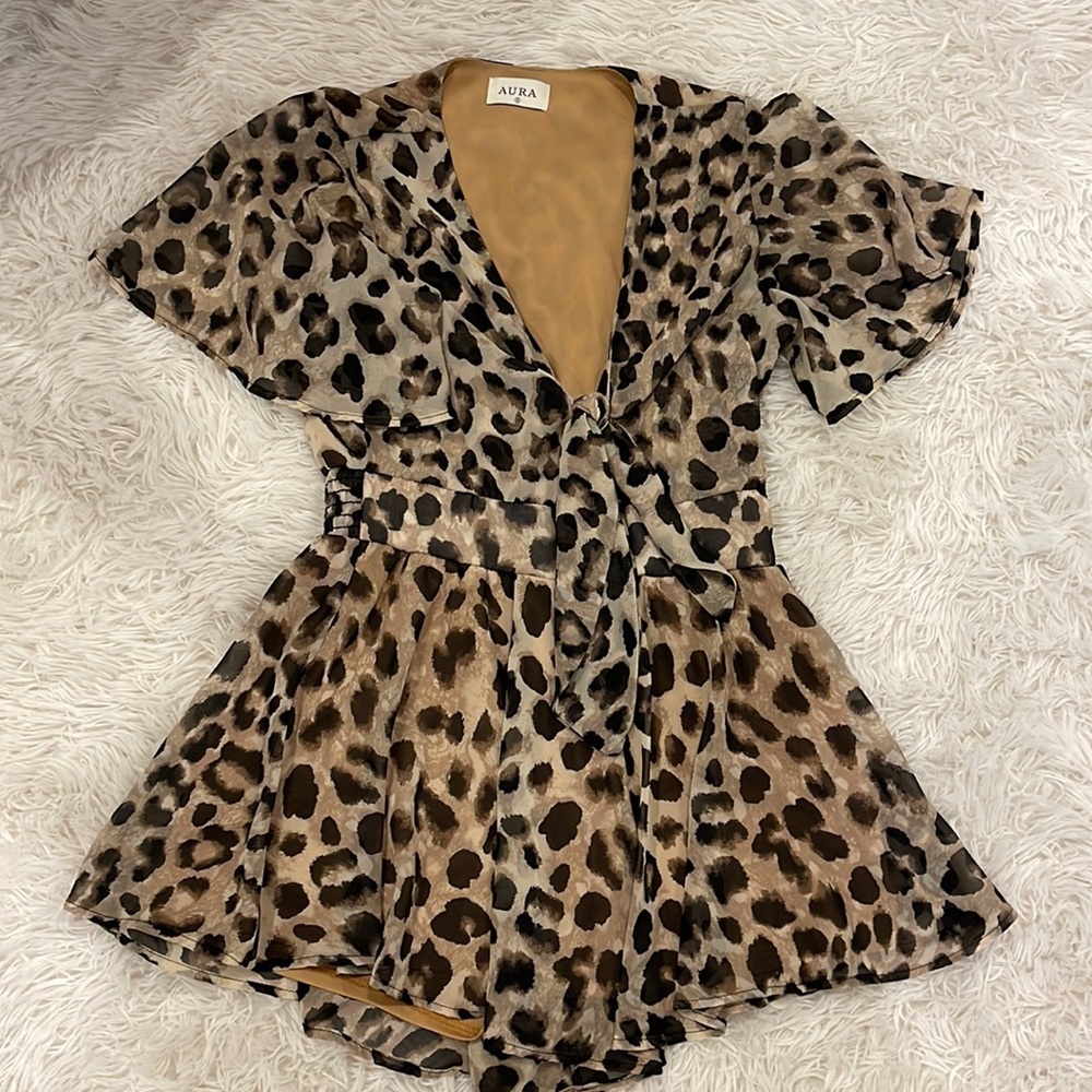 Final sale before donation: leopard print romper from red dress boutique